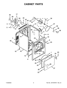 Cabinet Parts Diagram and Parts List for WED6150PB0  Whirlpool Dryer