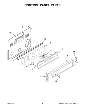 03 - CONTROL PANEL PARTS Diagram and Parts List for MER8800FZ1  Whirlpool Range