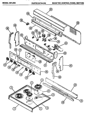 02 - MAIN TOP Diagram and Parts List for 631003  Whirlpool Range