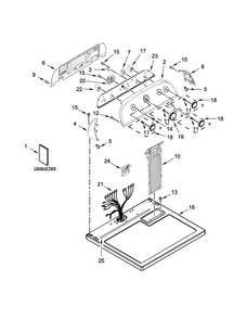 Top And Console Parts Diagram and Parts List for WGD4850BW1  Whirlpool Dryer