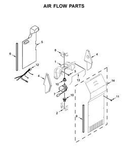 Air Flow Parts Diagram and Parts List for WRS315SDHB02  Whirlpool Refrigerator