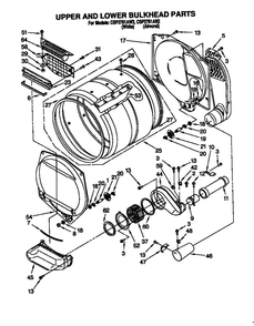 Upper And Lower Bulkhead Diagram and Parts List for CSP2761AW2  Whirlpool Dryer