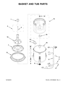 Basket And Tub Parts Diagram and Parts List for WTW4815EW2  Whirlpool Washer