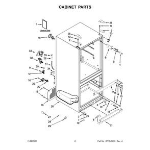 Cabinet Diagram and Parts List for WRF560SEHZ03  Whirlpool Refrigerator