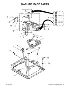 Machine Base Parts Diagram and Parts List for WET4027EW1  Whirlpool Washer Dryer Combo