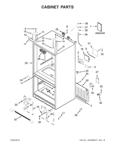 Cabinet Parts Diagram and Parts List for KFCS22EVMS8  KitchenAid Refrigerator