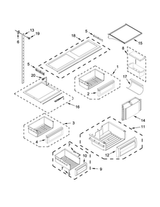 Part Location Diagram of WPW10578274 Whirlpool Glass Shelf