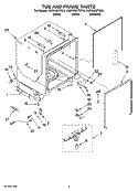 TUB AND FRAME PARTS Diagram and Parts List for KUDW03CTBL3  KitchenAid Dishwasher