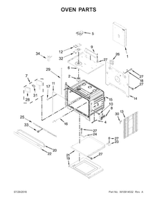 Oven Parts Diagram and Parts List for KOST100ESS01  KitchenAid Wall Oven