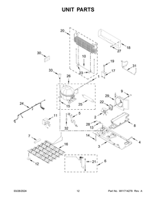 Unit Parts Diagram and Parts List for KRMF536RBS00  KitchenAid Refrigerator