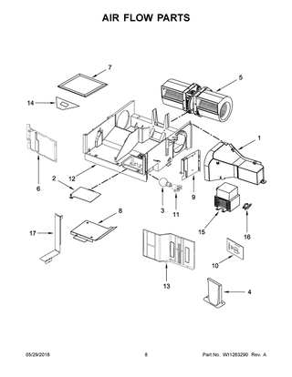Air Flow Parts Diagram and Parts List for IMH205FS2  Whirlpool Microwave