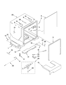 Tub And Frame Parts Diagram and Parts List for KUDS30IVSS4  KitchenAid Dishwasher