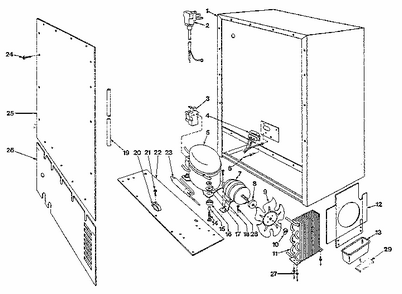 Unit Parts Diagram and Parts List for 45AF  Whirlpool Freezer