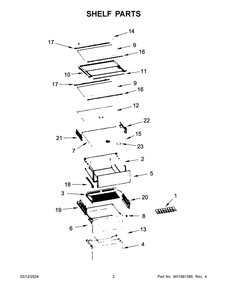 Shelf Parts Diagram and Parts List for KBBX102MPA00  KitchenAid Refrigerator