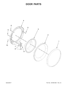 Door Parts Diagram and Parts List for WFW3090GW0  Whirlpool Washer