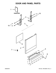Door And Panel Parts Diagram and Parts List for WDF330PAHW2  Whirlpool Dishwasher
