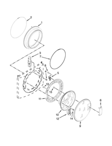 Door Parts Diagram and Parts List for CHW9050AW0  Whirlpool Washer