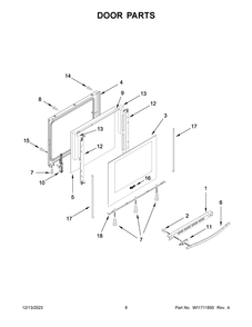 Door Parts Diagram and Parts List for WEG745H0LZ5  Whirlpool Range