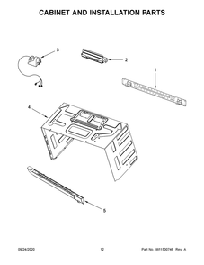 Cabinet And Installation Parts Diagram and Parts List for YKMHS120EBS6  Whirlpool Microwave Oven Combo