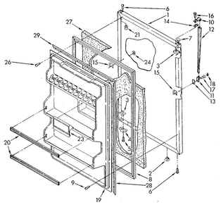 Refrigerator Door Diagram and Parts List for ET18JKXSN07  Whirlpool Refrigerator