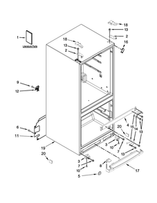 Cabinet Parts Diagram and Parts List for WRF560SFYE00  Whirlpool Refrigerator
