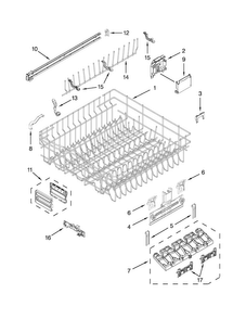 Upper Rack And Track Parts Diagram and Parts List for KUDS35FXBLA  KitchenAid Dishwasher