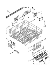 Upper Rack And Track Parts Diagram and Parts List for KDFE454CSS1  KitchenAid Dishwasher