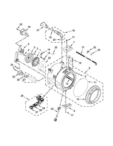 Tub And Basket Parts Diagram and Parts List for WFW61HEBW1  Whirlpool Washer