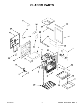 05 - CHASSIS PARTS Diagram and Parts List for KFGD500EBS00  Whirlpool Range