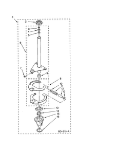 Brake And Drive Tube Diagram and Parts List for 7MLSR6232JQ1  Whirlpool Washer