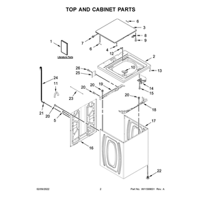 Top And Cabinet Diagram and Parts List for WTW4816FW3  Whirlpool Washer