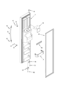 Freezer Door Parts Diagram and Parts List for KSCS25INMS00  KitchenAid Refrigerator