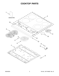 02 - Cooktop Parts Diagram and Parts List for YMFES8030RZ0  Whirlpool Range