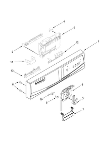 Control Panel And Latch Parts Diagram and Parts List for DU1015XTXT2  Whirlpool Dishwasher