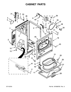 Cabinet Parts Diagram and Parts List for 7MWGD2150EN1  Whirlpool Dryer