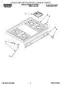COOKTOP AND CONTROL Diagram and Parts List for FGS385BL1  Roper Range