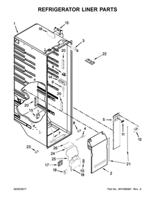 Refrigerator Liner Parts Diagram and Parts List for WRS970CIDH01  Whirlpool Refrigerator
