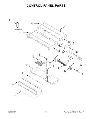 Control Panel Parts Diagram and Parts List for WOD51EC7HB00  Whirlpool Wall Oven