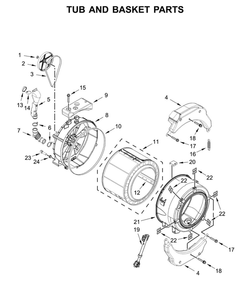 Tub And Basket Parts Diagram and Parts List for CET9000GQ0  Whirlpool Washer Dryer Combo