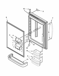 Refrigerator Door Parts Diagram and Parts List for GB9FHDXWS09  Whirlpool Refrigerator
