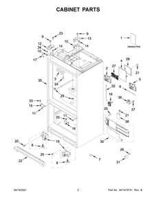 Cabinet Parts Diagram and Parts List for WRX986SIHZ02  Whirlpool Refrigerator
