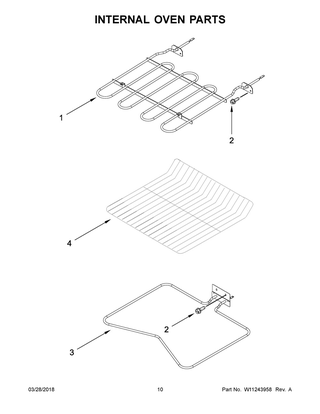 Internal Oven Parts Diagram and Parts List for WOD51ES4EB01  Whirlpool Wall Oven