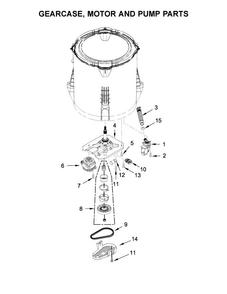 Gearcase, Motor And Pump Parts Diagram and Parts List for WTW4810EW2  Whirlpool Washer