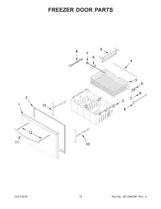 Freezer Door Parts Diagram and Parts List for WRX735SDHB00  Whirlpool Refrigerator