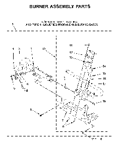 Burner assembly parts Diagram and Parts List for WGD4850HW1  Whirlpool Dryer
