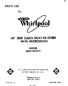 Front Cover Diagram and Parts List for RM278PXP0  Whirlpool Microwave Oven Combo