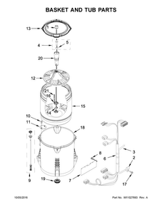 Basket And Tub Parts Diagram and Parts List for 4KWTW4845FW0  Whirlpool Washer