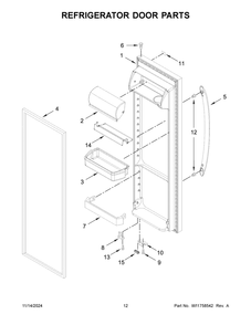07 - Refrigerator Door Parts Diagram and Parts List for WRS325SDHW11  Whirlpool Refrigerator