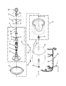 Basket And Tub Parts Diagram and Parts List for 11023102311  Kenmore Washer