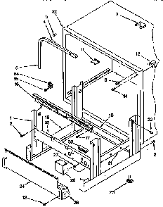Frame And Tank Parts Diagram and Parts List for KUDT23HY3  KitchenAid Dishwasher